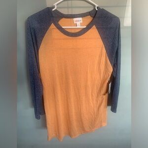 LuLaRoe Orange and Blue Randy Top